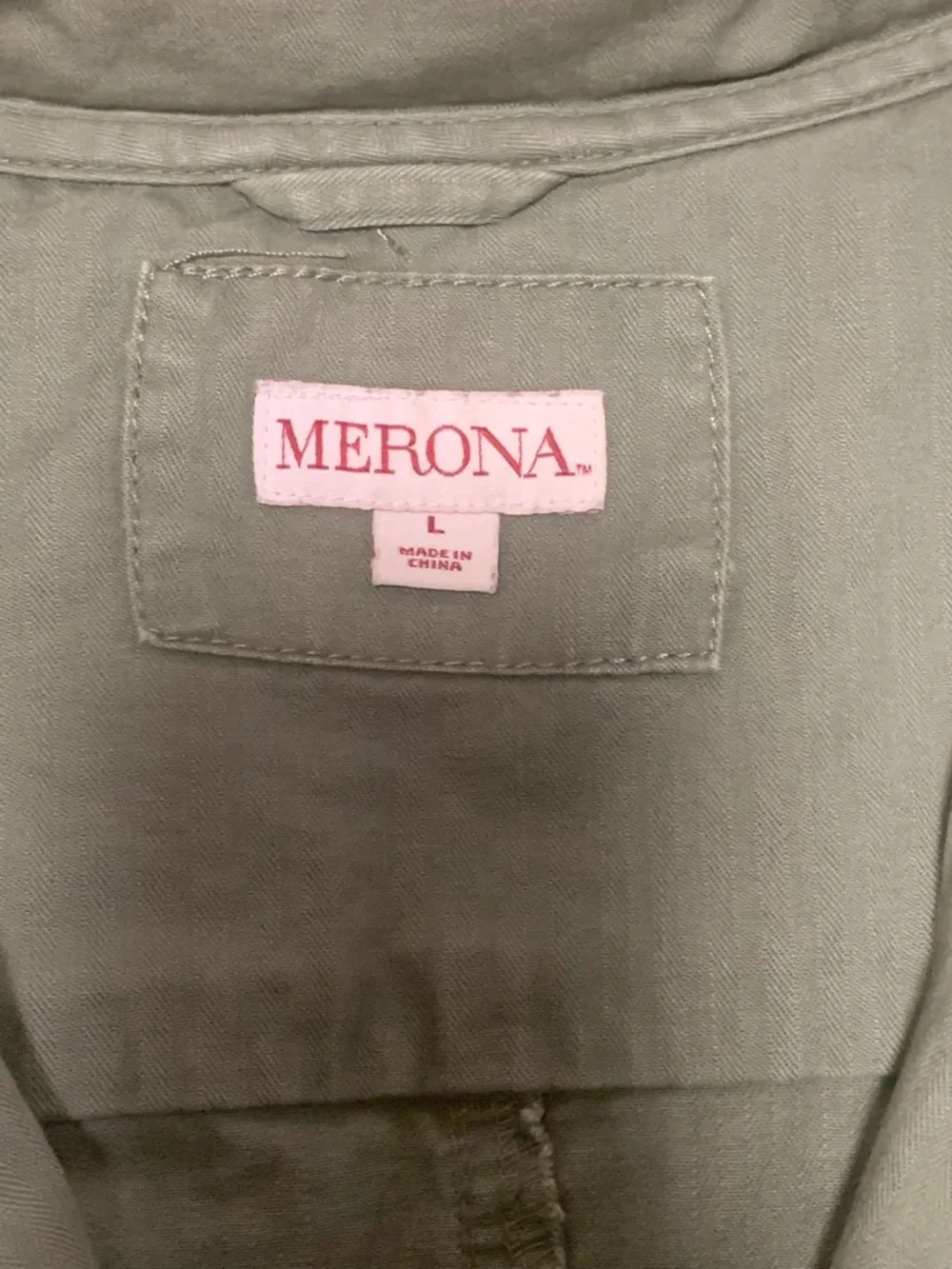 Merona Womens Washed Wear Olive Cotton Canvas Utility Zip Vest Jacket Size Large - Picture 3 of 8